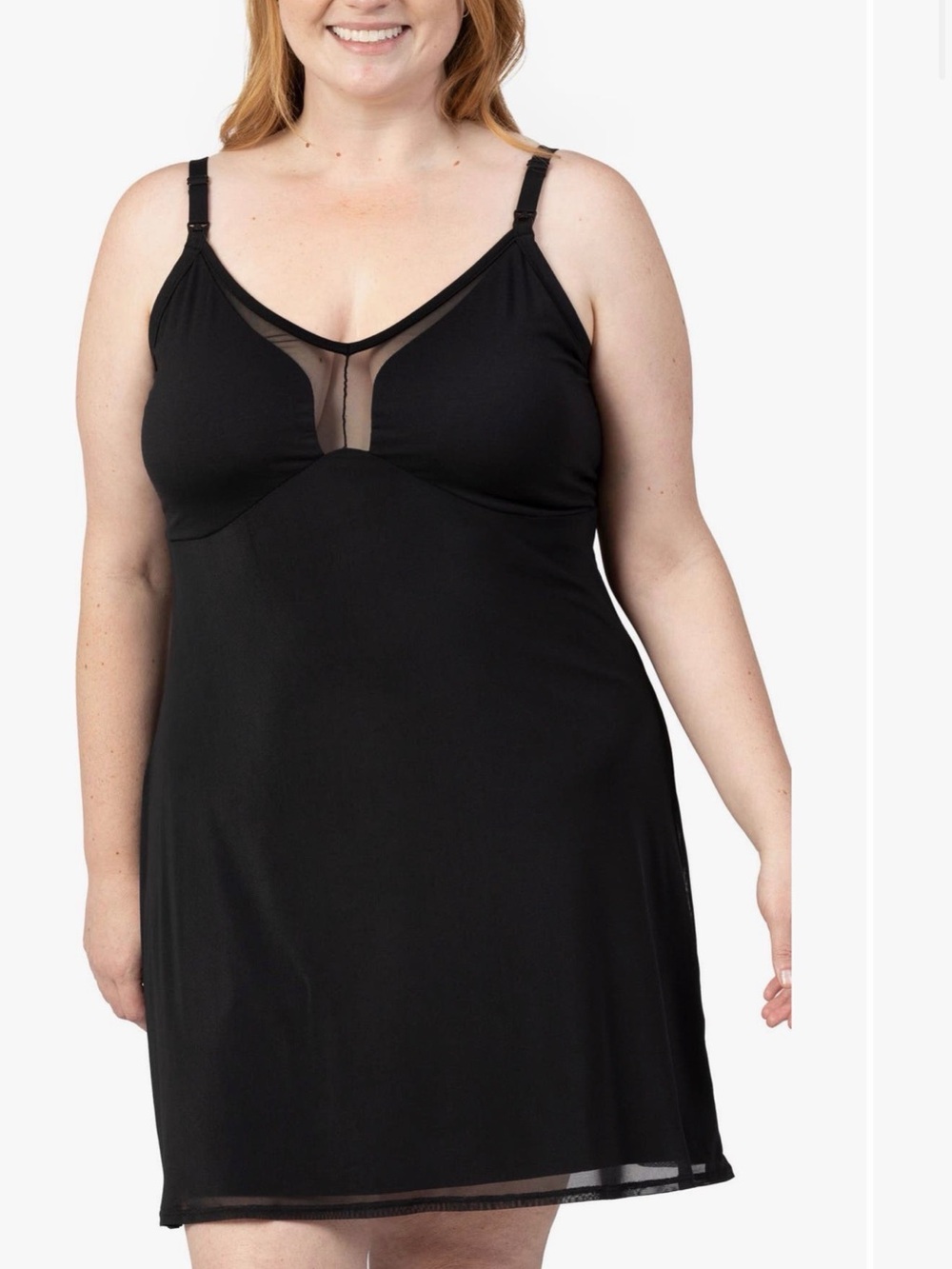 Kindred Bravely Black Maternity Aurora Mesh Nursing Nightgown  Large